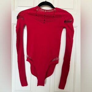 Blackmilk Red Stretchy Bodysuit. Small.